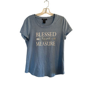 Delusional Blue Tee Shirt Womens Medium Graphic Shirt Blessed Beyond Measure